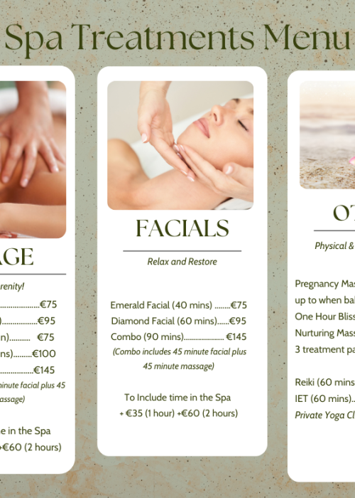 New spa treatment menu